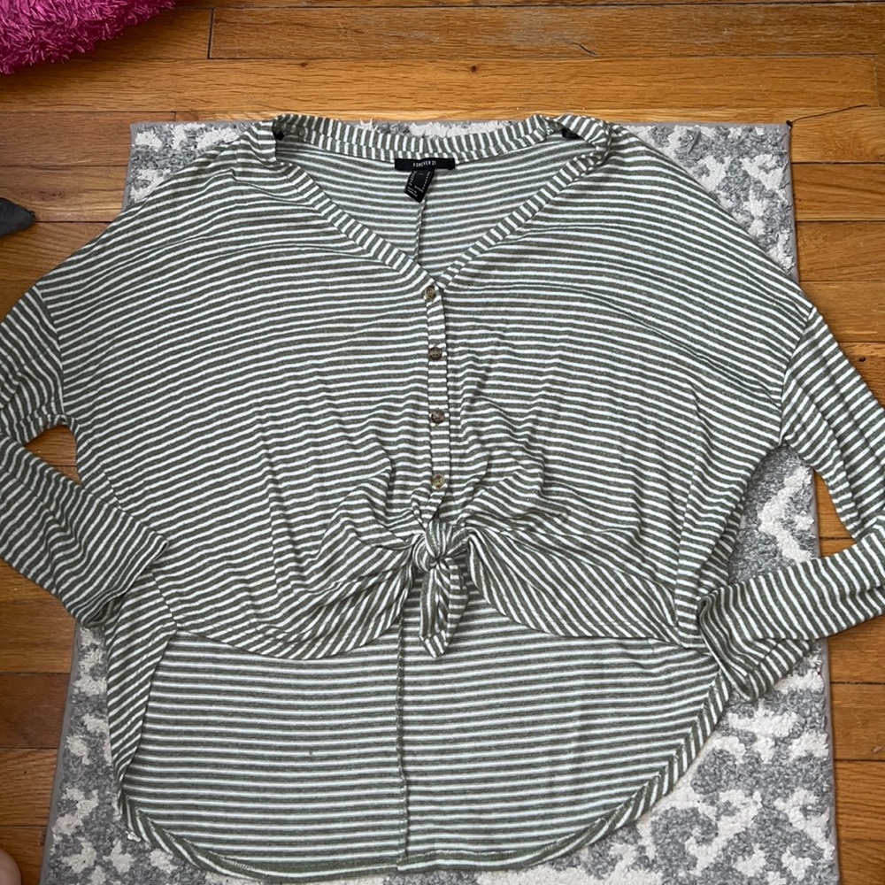Green striped sweater